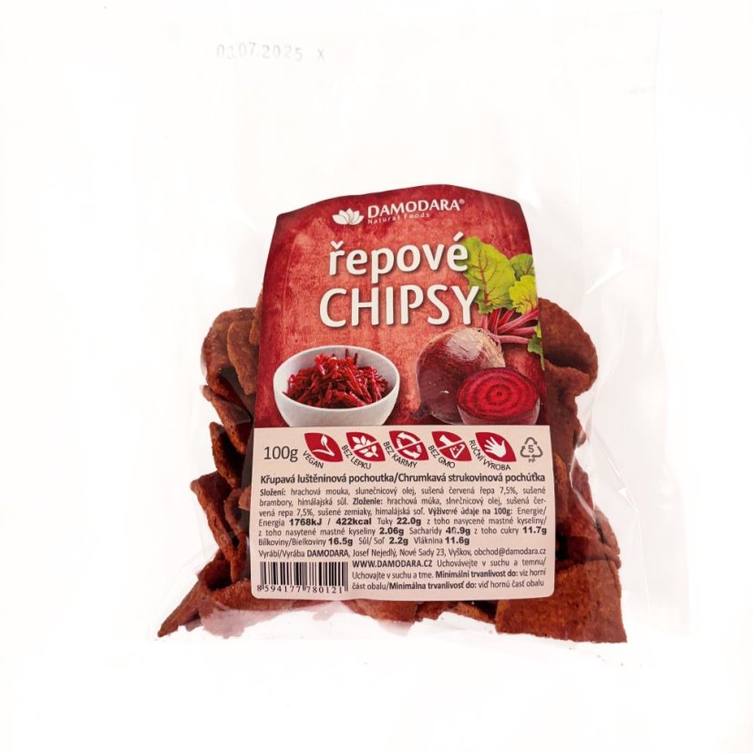 hrachové chipsy s červenou repou hrachové chipsy s červenou repou