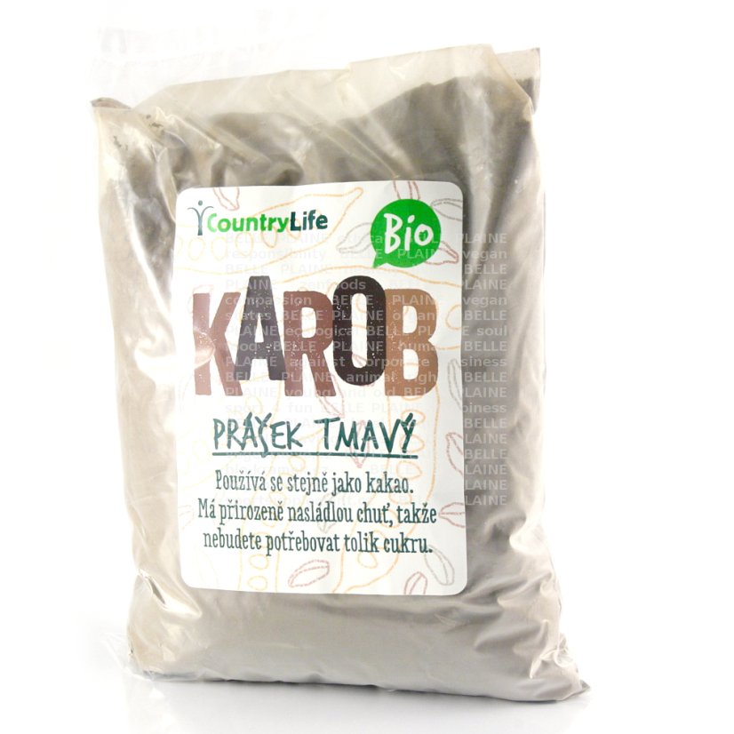 Karobový prášek tmavý Bio 500g Country life