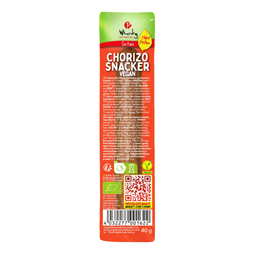 Chorizo Snacker Vegan 40 g Wheaty