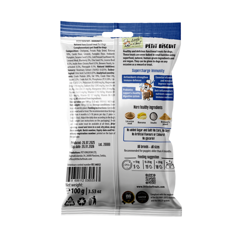Functional Dog Treats Immunity 100 g Little Chef