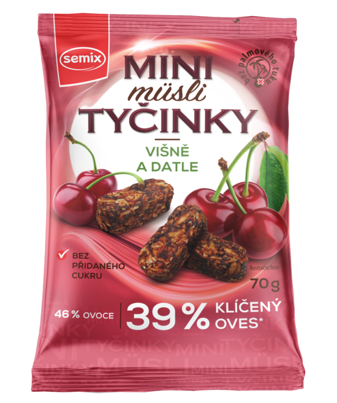 Müsli mini tyčinky s višněmi a datlemi 70 g Semix
