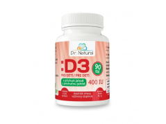 Vitamín D3 pro děti 400 IU – 90 tablet jahoda Dr.Natural