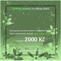 Dárkový poukaz veganstore.cz 2000 Kč