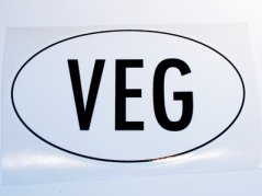 VEG (vegán, vegetarián) samolepka čierno biela veľká - 13,8 cm