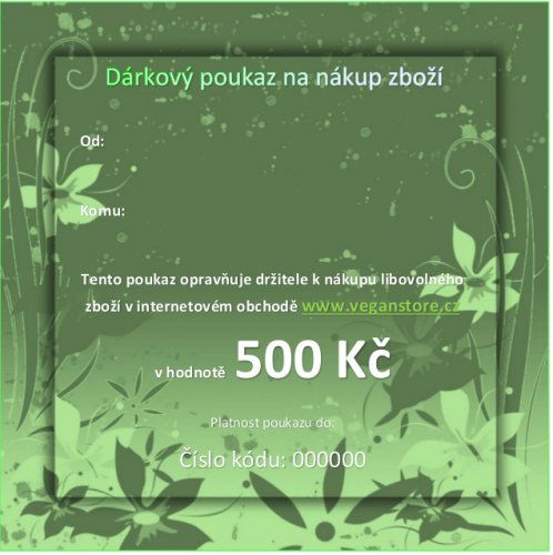 Dárkový poukaz veganstore.cz 500 Kč
