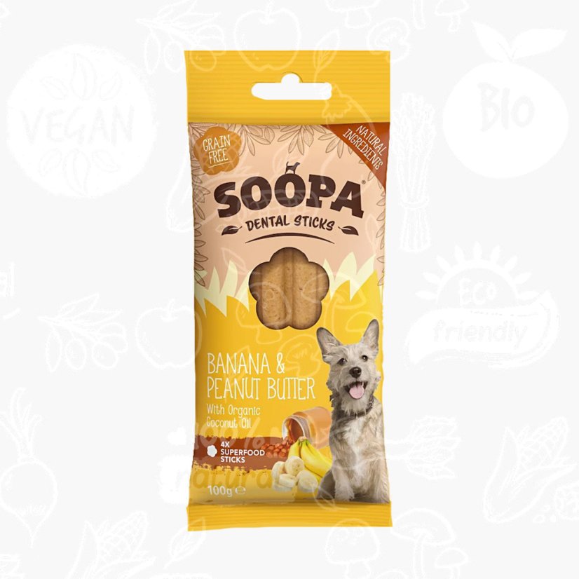Banana & Peanut Butter Dental Sticks 100 g Soopa