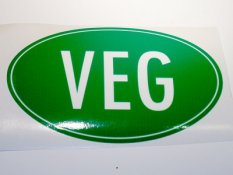VEG (vegan, vegetarián) samolepka zelená velká - 13,8cm
