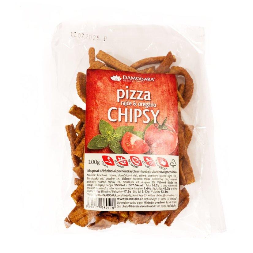 Chipsy hrachové pizza 100g Damoda