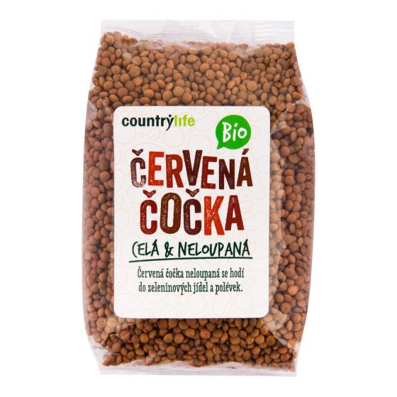 Čočka červená celá  neloupaná Bio 500g Country life