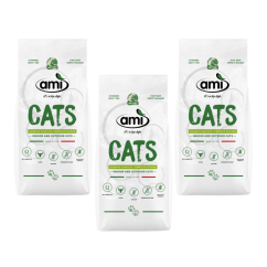 Výhodné balení 3× Ami Cat 7,5 kg – kompletní veganské krmivo pro kočky