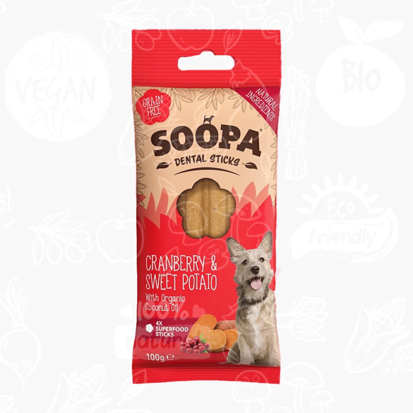 Cranberry & Sweet Potato Dental Sticks 100 g Soopa