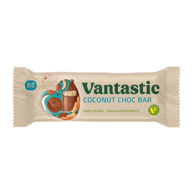 Čokoládová vegan tyčinka s kokosem 40g Vantastic