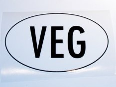 VEG (vegan, vegetarián) samolepka černo bílá velká - 13,8cm