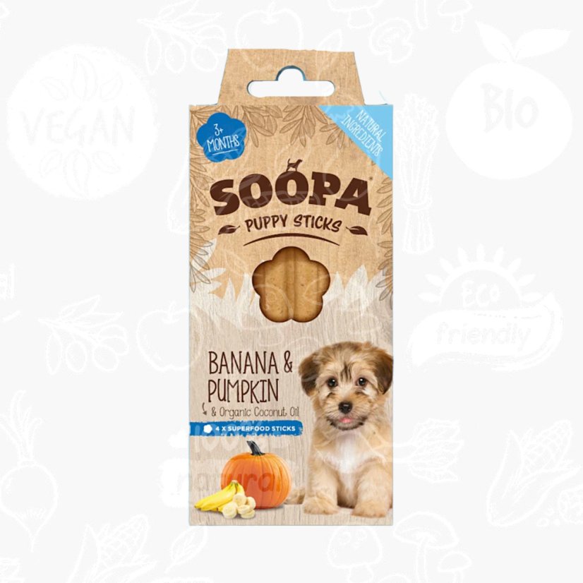 Banana & Pumpkin Dental Sticks for Puppies 100 g Soopa