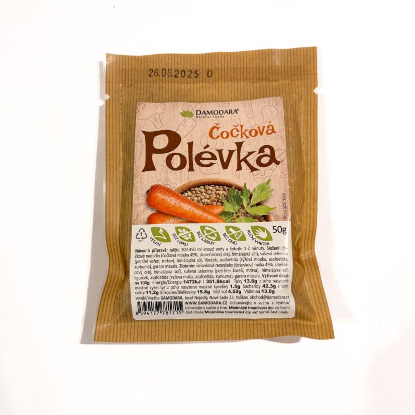 Polévka čočková instantní 50g Damodara