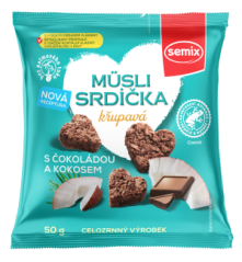 Müsli srdiečka s čokoládou a kokosom 50 g Semix