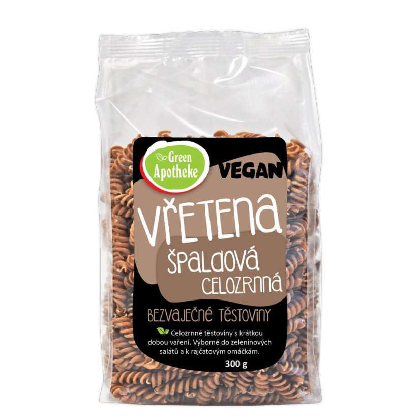 Těstoviny vřetena celozrnná špaldová 300 g Green Apotheke