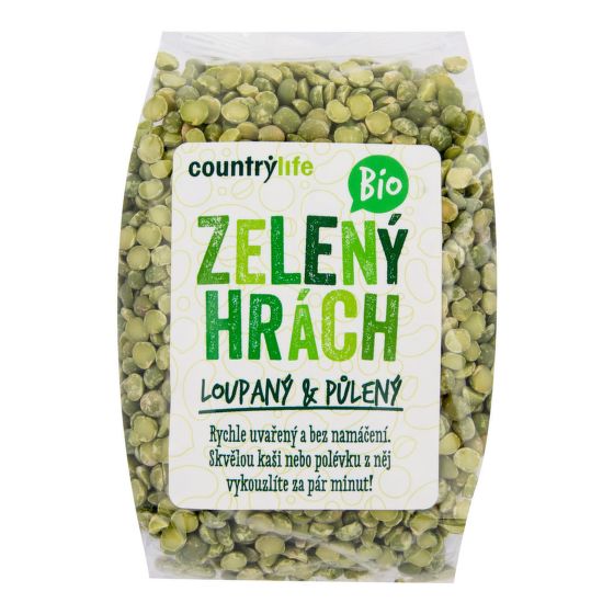 Hrách zelený půlený Bio 500g Country Life - EXP 30/4/2025