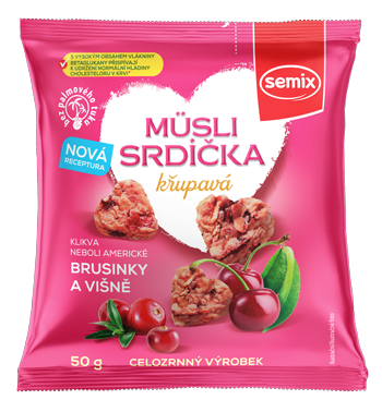 Müsli srdíčka s klikvou a višněmi 50g Semix
