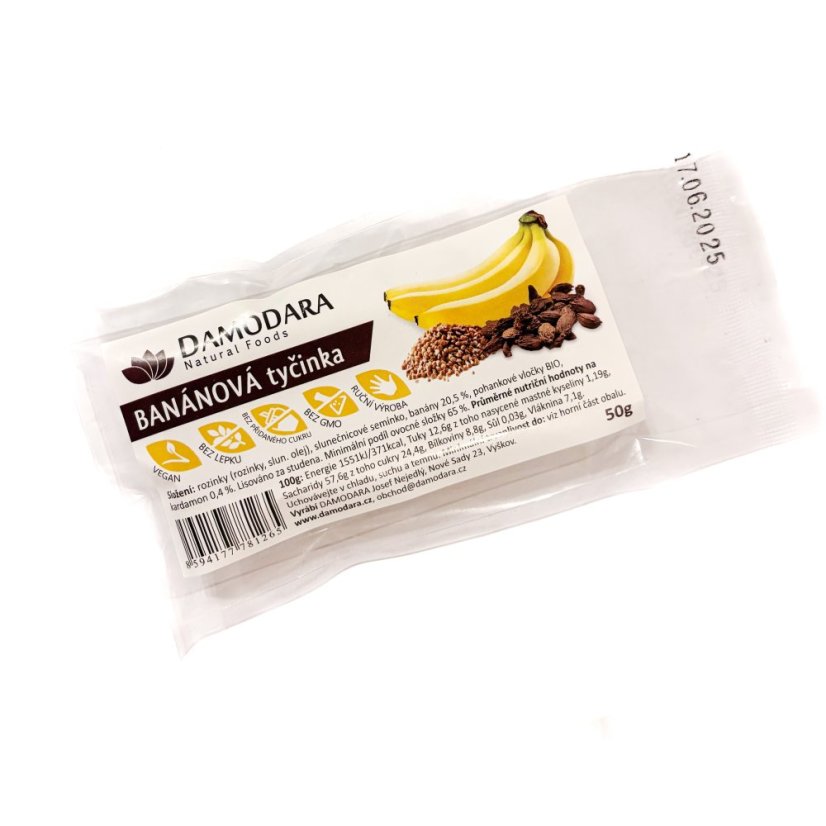 Fruit bar banana and cardamom 50g Damodara