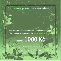 Dárkový poukaz veganstore.cz 1000 Kč