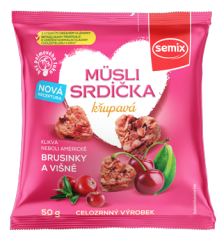 Müsli srdíčka s klikvou a višněmi 50g Semix