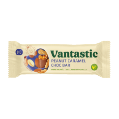 Čokoládová vegan tyčinka s arašídy a karamelem 40g